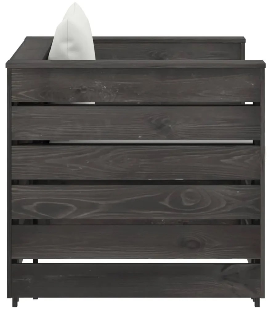 2 pcs conj. lounge jardim + almofadões madeira impreg. cinzento