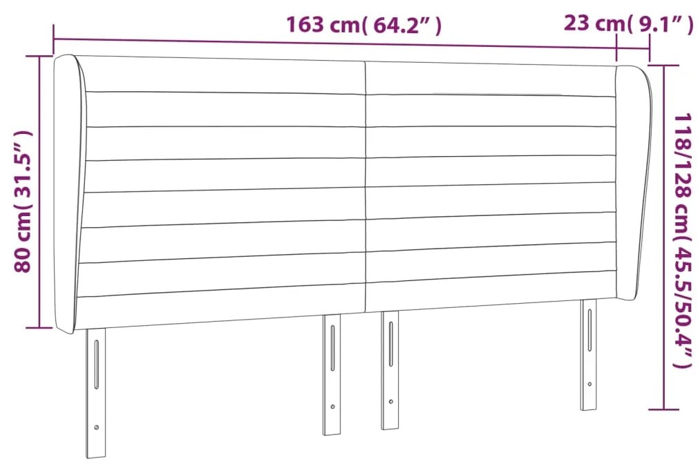 Cabeceira cama c/ abas veludo 163x23x118/128 cm cinzento-escuro