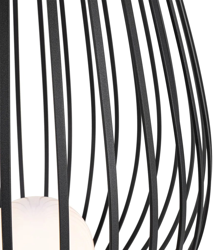 Conjunto de candeeiros de pé pretos com opalina 110 cm e 70 cm - Angela