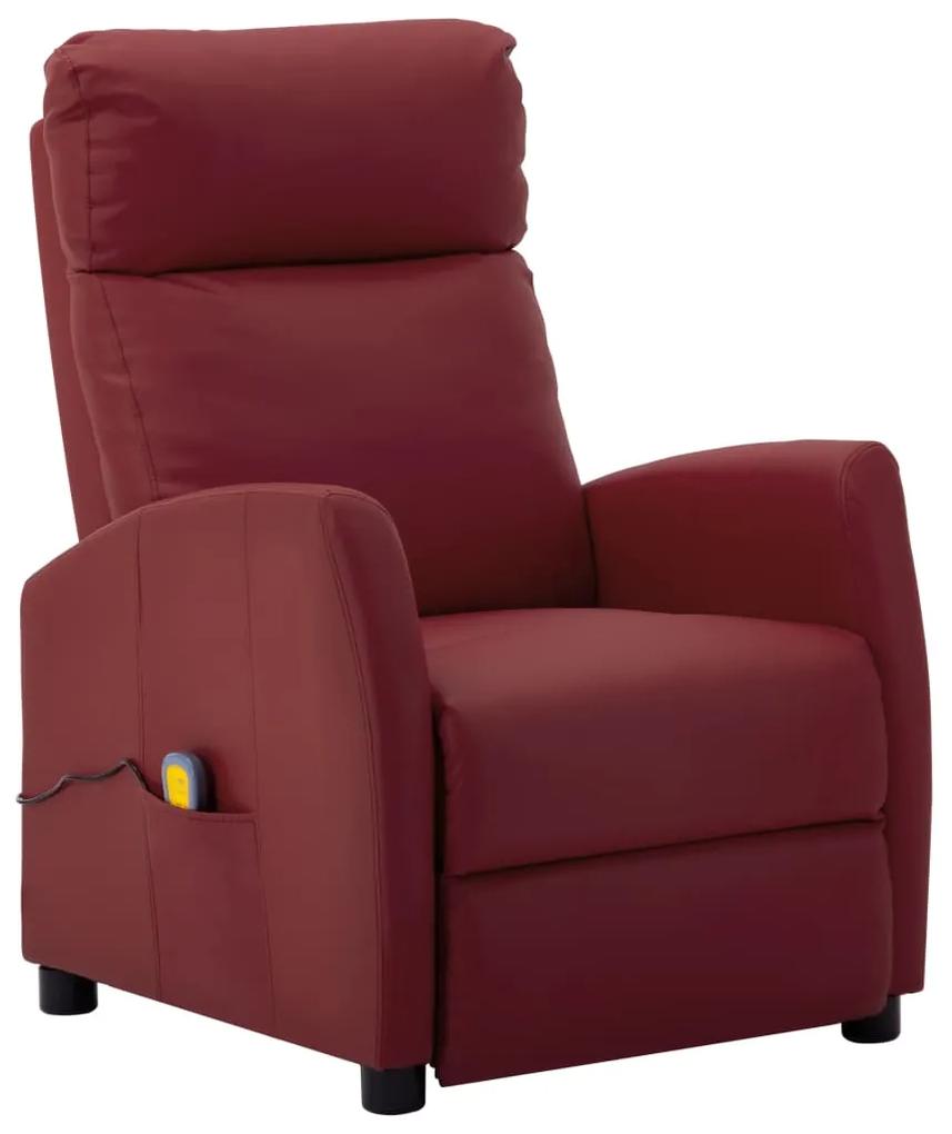 289727 vidaXL Poltrona massagens reclinável couro artificial vermelho tinto