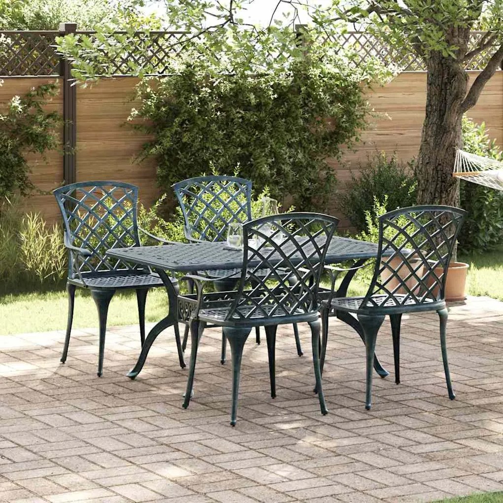 vidaXL Cadeira de Jardim 4 pcs Verde 61 x 60,5 x 93cm Alumínio