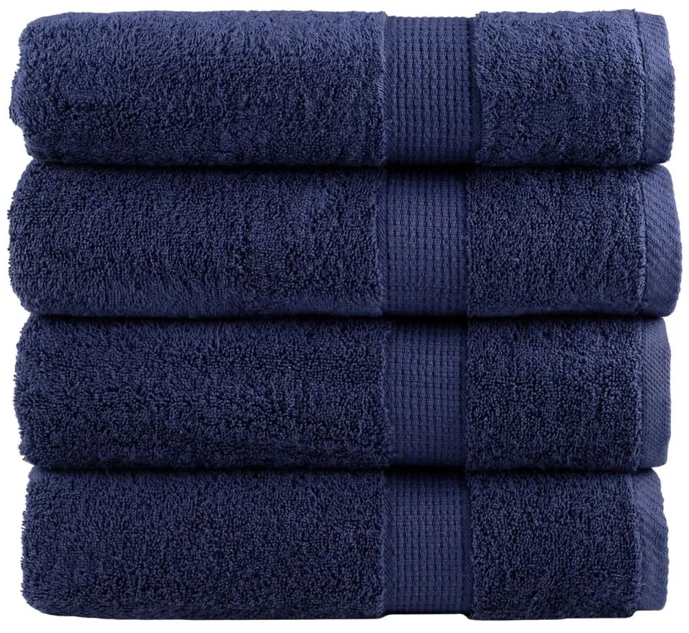 vidaXL Toalhas banho premium SOLUND 4pcs 100x150cm 600gsm azulmarinho