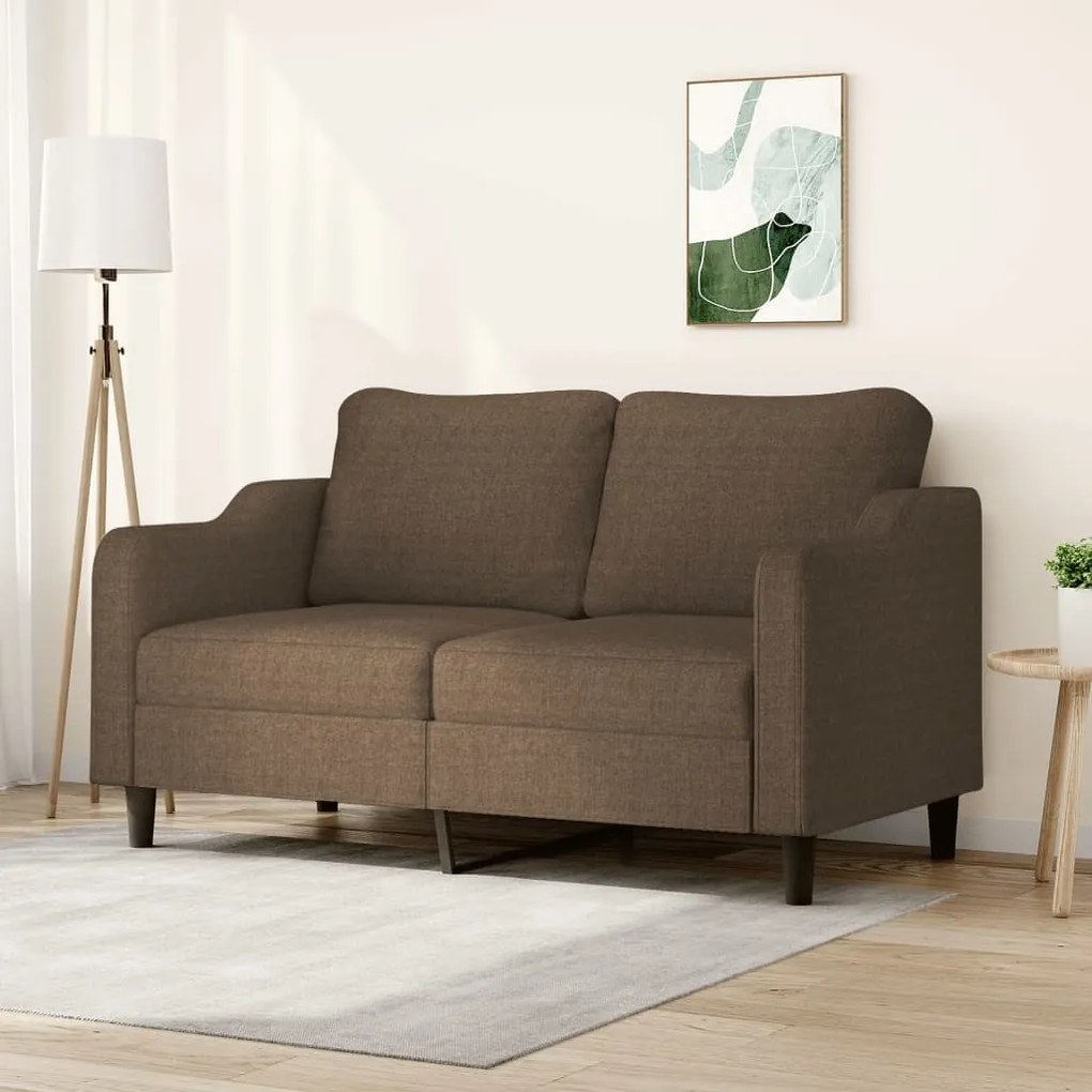 348948 vidaXL Sofá de 2 lugares tecido 140 cm castanho