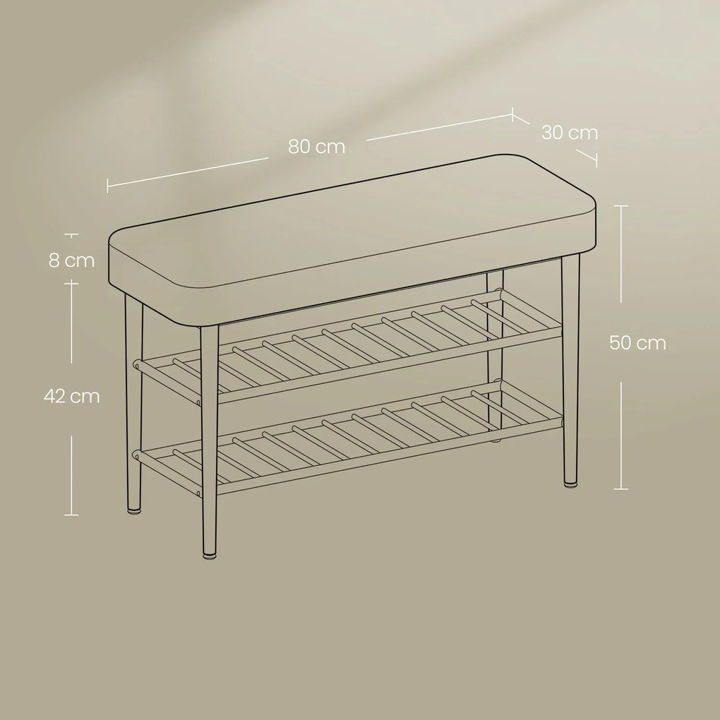 Banco entrada para sapatos Coleção EKHO 30 x 80 x 50 cm Preto