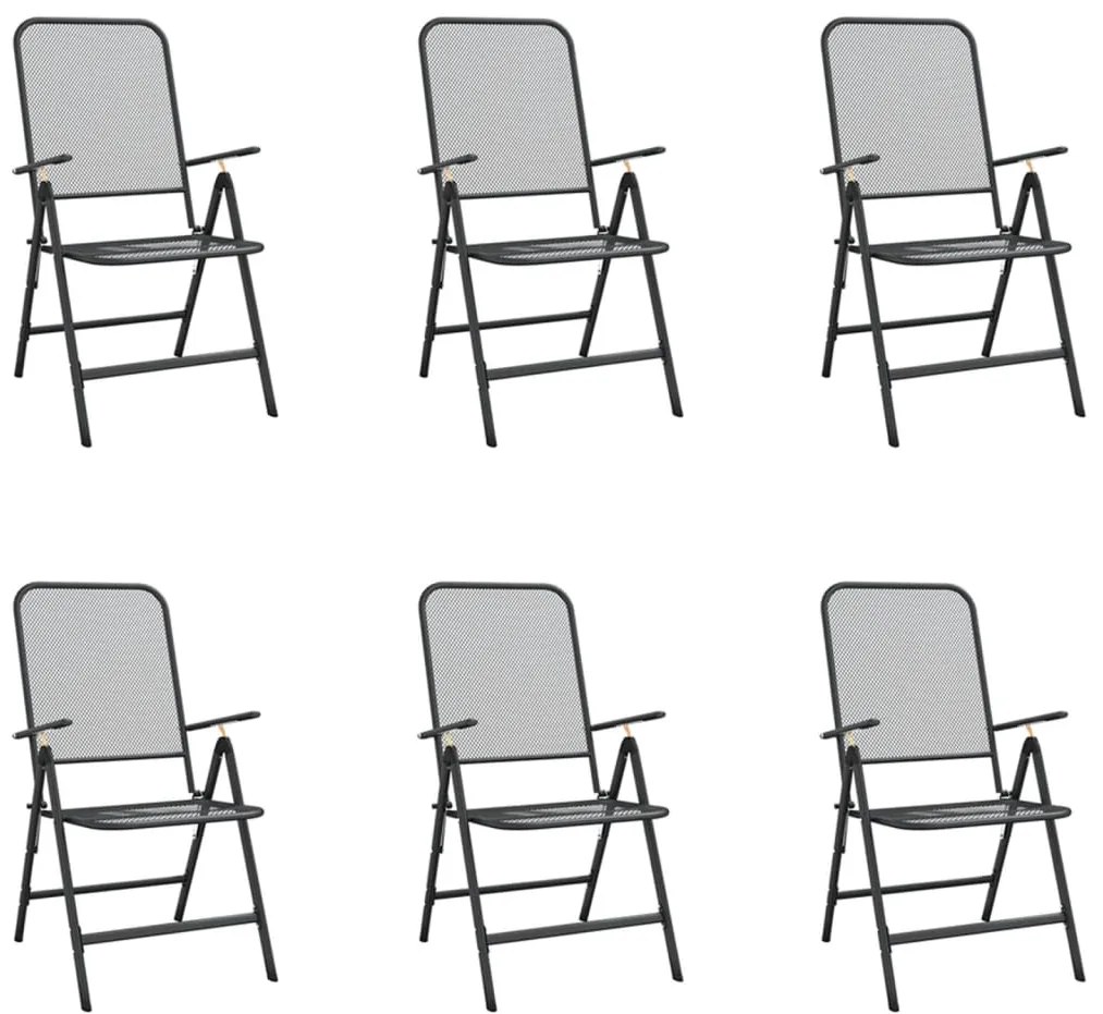7 pcs conjunto de jantar para jardim rede de metal antracite