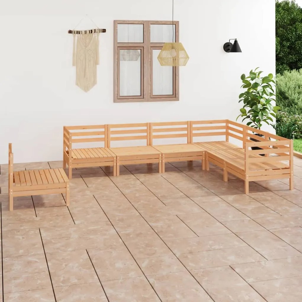 7 pcs conjunto lounge de jardim pinho maciço