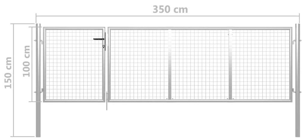 Portão de jardim 350x100 cm aço prateado