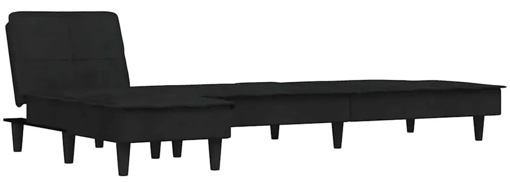 Sofá-cama em forma de L 255x140x70 cm veludo preto