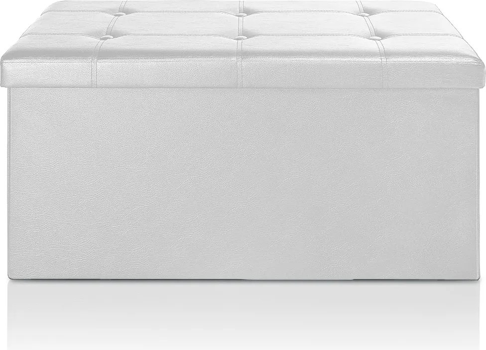 Banco dobrável com espaço de arrumação em MDF 80 x 40 x 40 cm Branco
