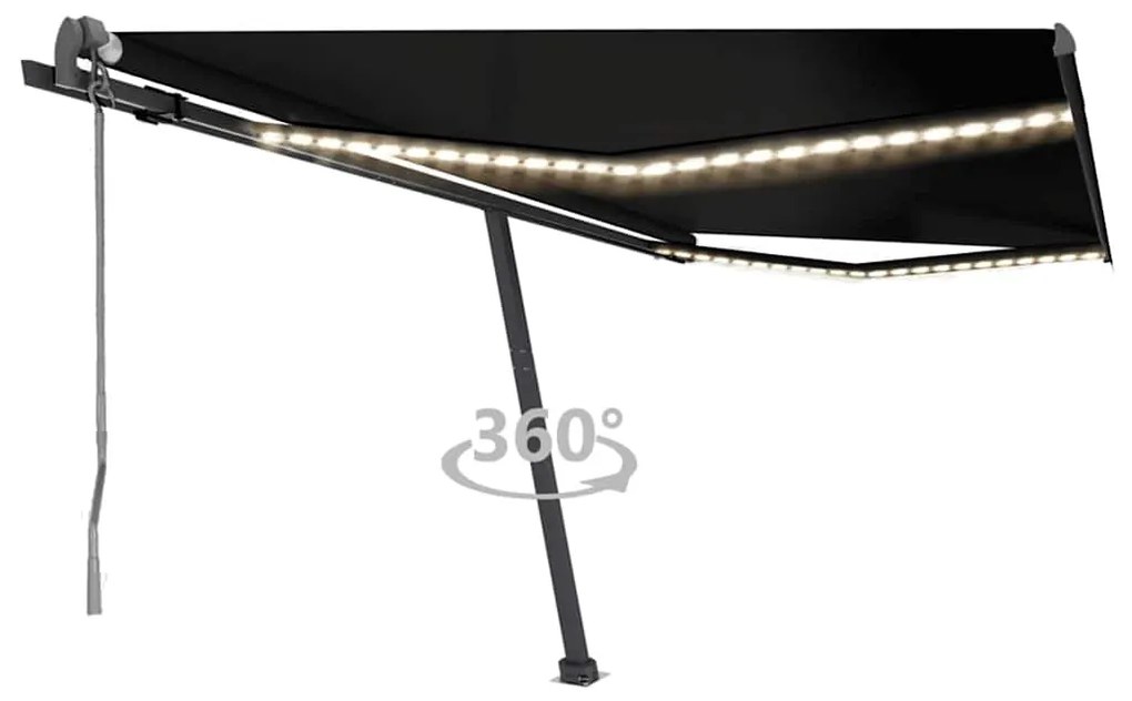 Toldo automático com LED e sensor de vento 450x300 cm antracite