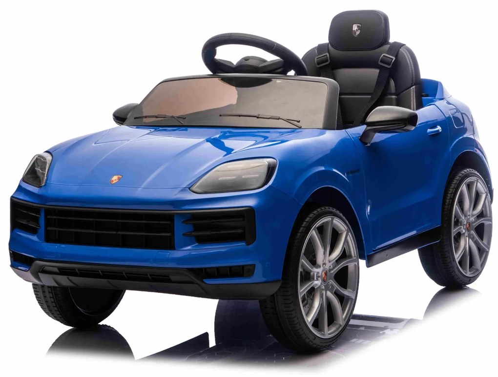 Carro elétrico para crianças Porsche Cayenne 12V com tração traseira – Licença oficial, bateria de lítio, comando remoto 2,4 GHz, leitor MP3, luzes LE