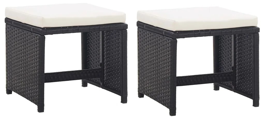 11 pcs conjunto jantar exterior com almofadões vime PE preto