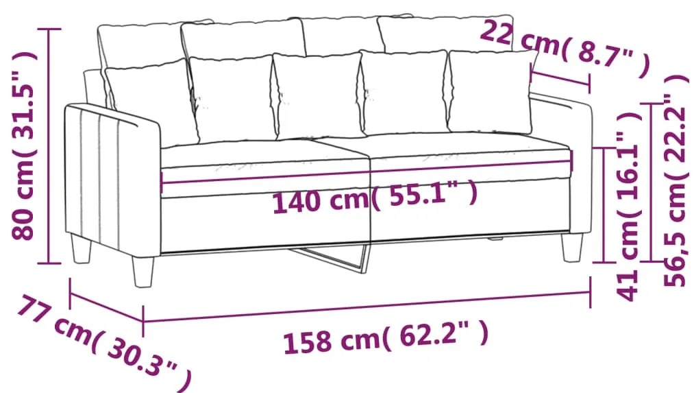 Sofá de 2 lugares tecido 140 cm cor creme