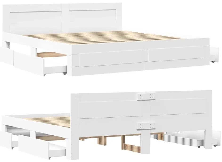 Estrutura de cama c/ cabeceira sem colchão 180x200 cm branco