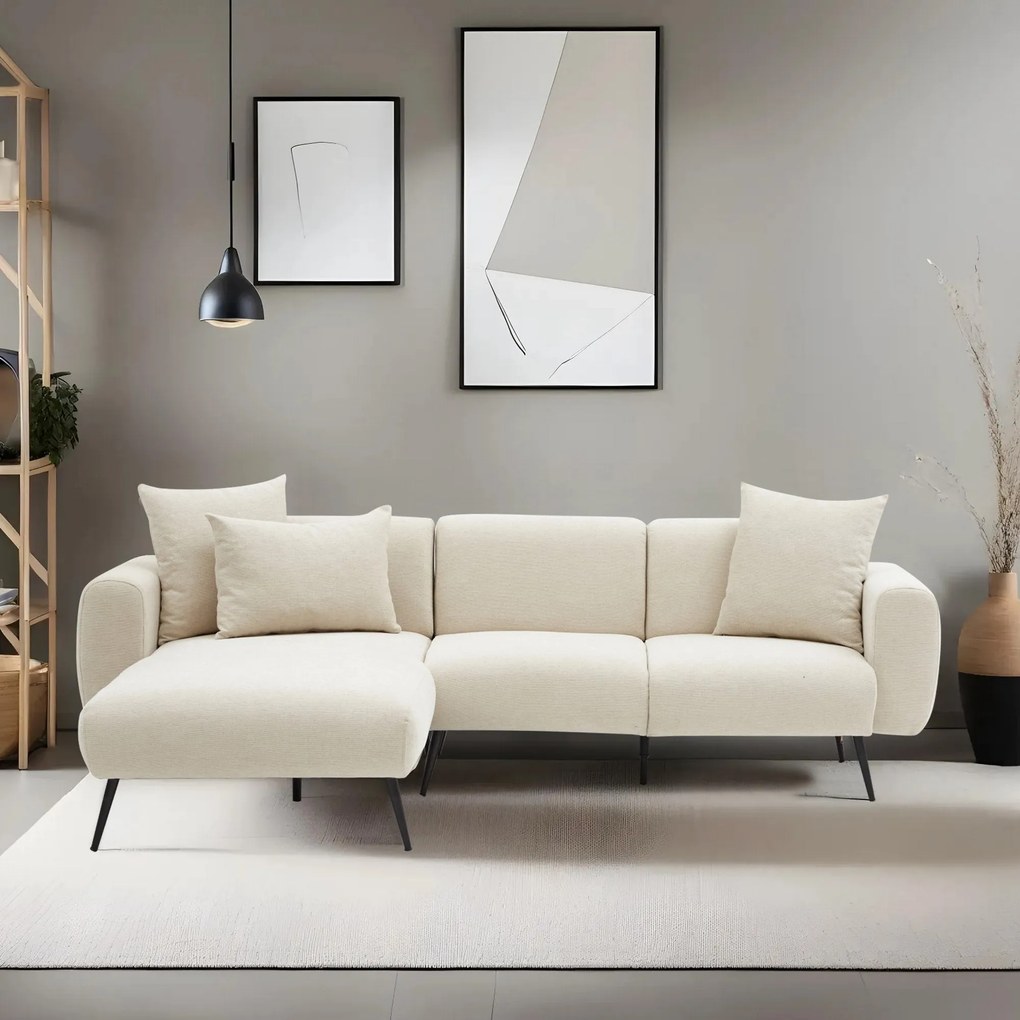 Sofá de Canto Side – Creme – 252x77x82 cm