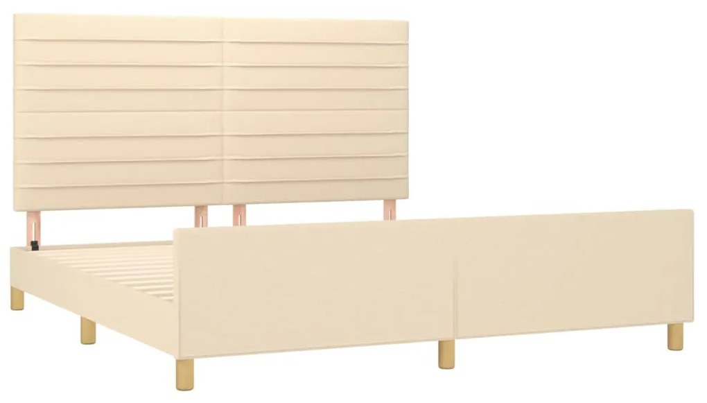Estrutura de cama sem colchão 180x200 cm tecido cor creme