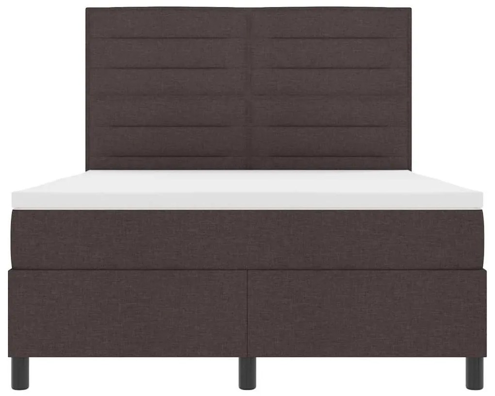 Cama Box com Colchão e LED Castanho Escuro - 160 x 200 cm Têxtil