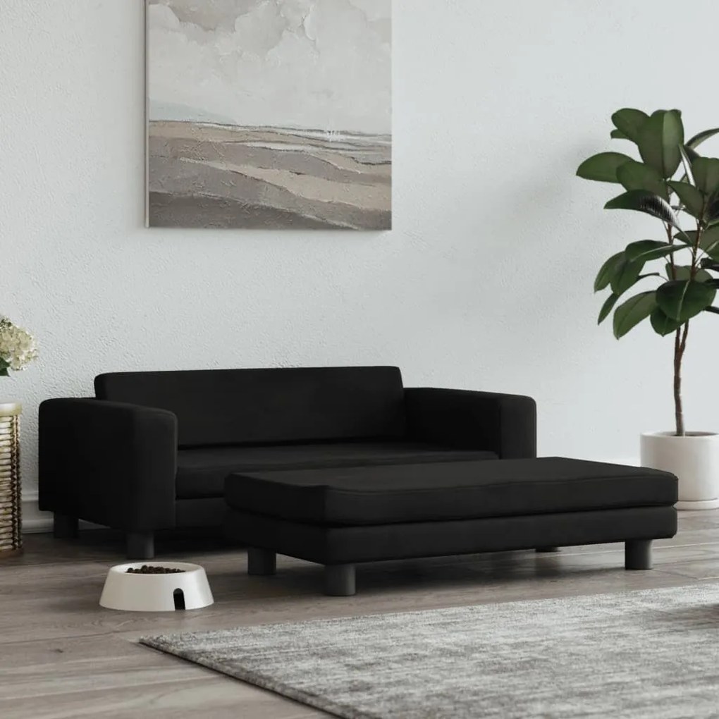 vidaXL Cama para cães com extensão 100x50x30 cm veludo preto