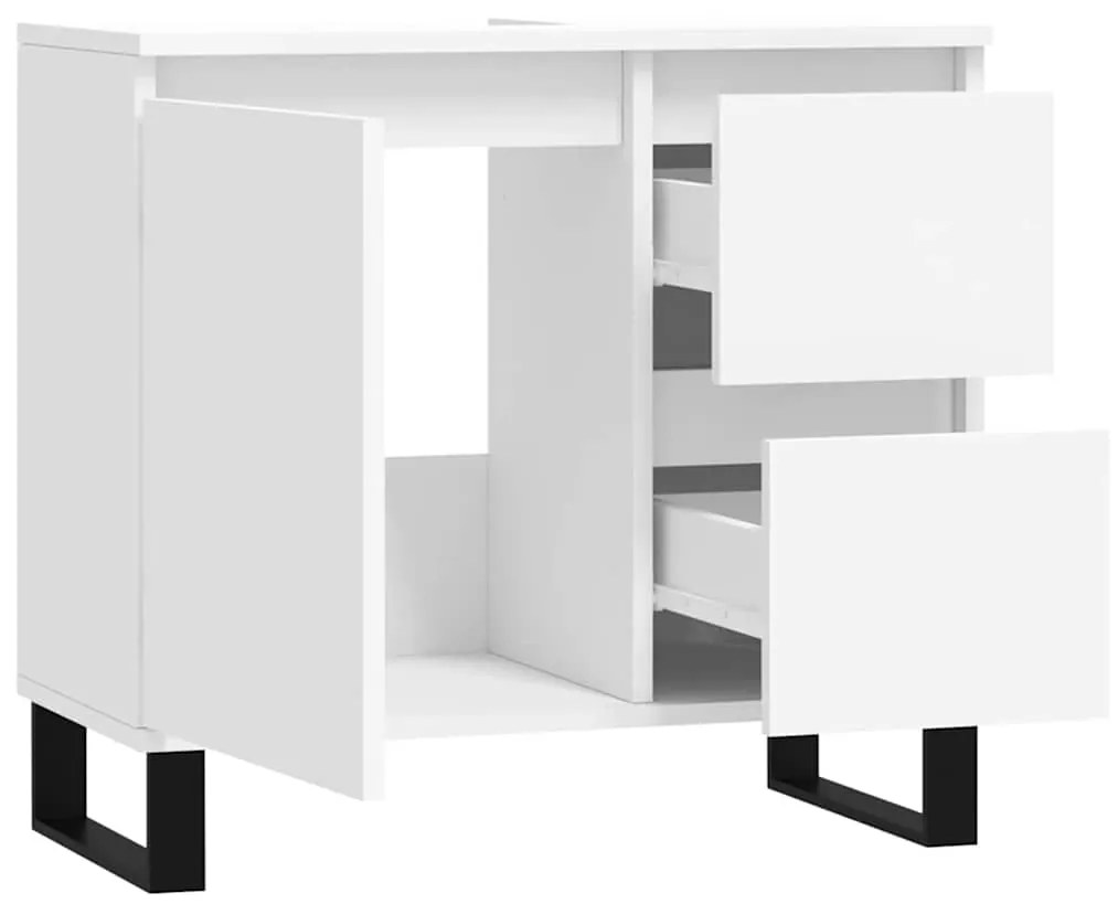 Armário de casa de banho 65x33x60cm derivados de madeira branco