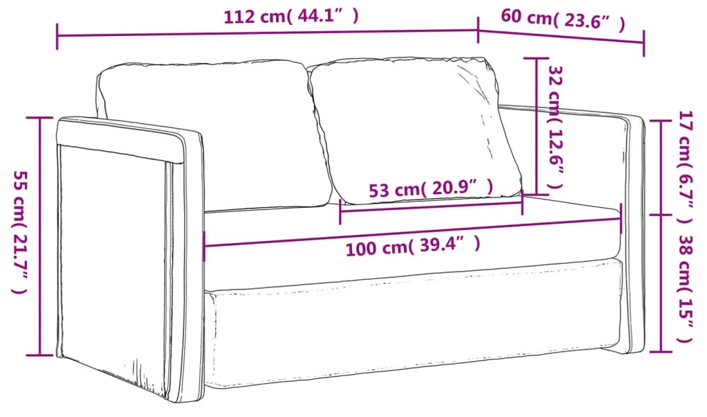 Sofá-cama sem pés 112x174x55 cm couro artificial cor creme