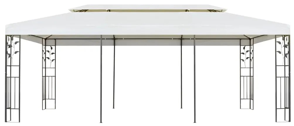 Gazebo com telhado duplo 6x3 m aço branco