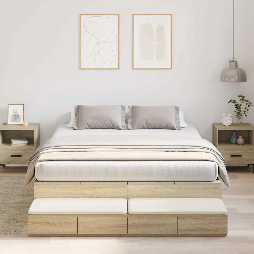 vidaXL Camas com Arrumação em Carvalho Sonoma 135x190 cm