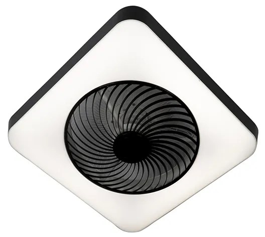 Ventilador de teto quadrado preto com LED regulável - Climo Design