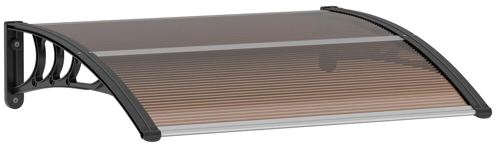 Outsunny Marquise de Proteção 75x100 cm para Portas e Janelas contra Sol e Chuva com Suporte de Liga de Alumínio Marrom e Preto