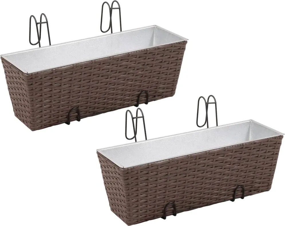 Conjunto de plantadeiras de rattan 2 peças 50 cm Marrom