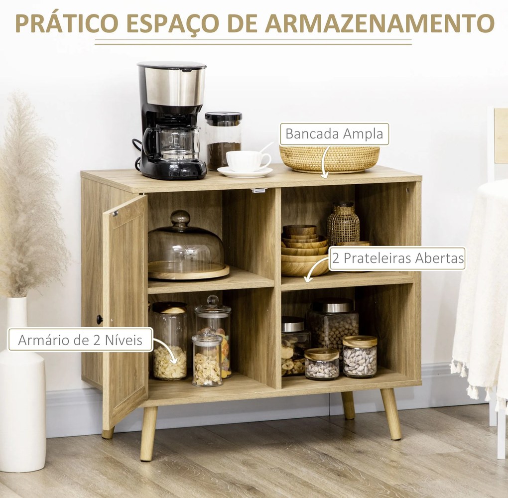 Aparador de Sala de Estar Buffet para Sala de Jantar Móvel Auxiliar de