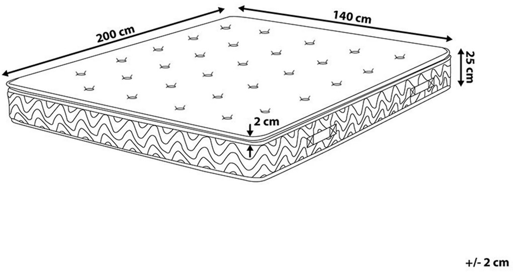 Colchão de molas ensacadas com capa removível médio 140 x 200 cm LUXUS Beliani