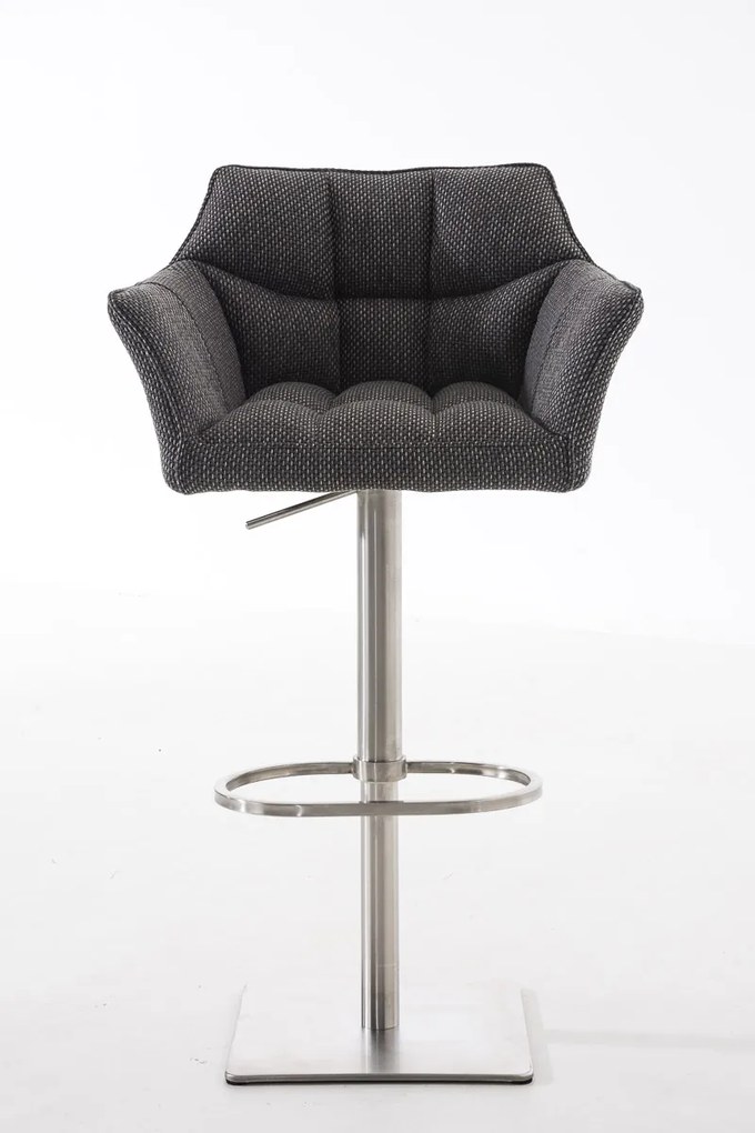 Banco de bar Damaso em tecido 64 x 88-113 x 45 cm Cinzento titânio