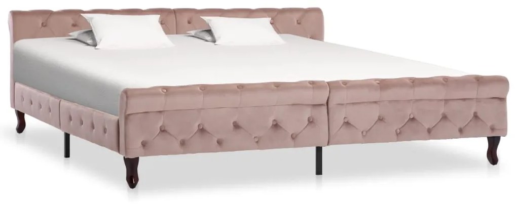 vidaXL Estrutura de cama 200x200 cm veludo cor-de-rosa