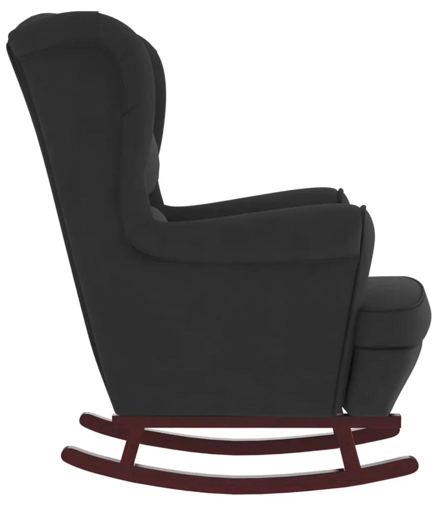 Cadeira de baloiço + pernas em madeira seringueira veludo preto