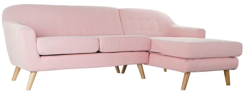 Sofá de 3 Lugares DKD Home Decor Poliéster Madeira da borracha Rosa Claro (226 x 144 x 84 cm)