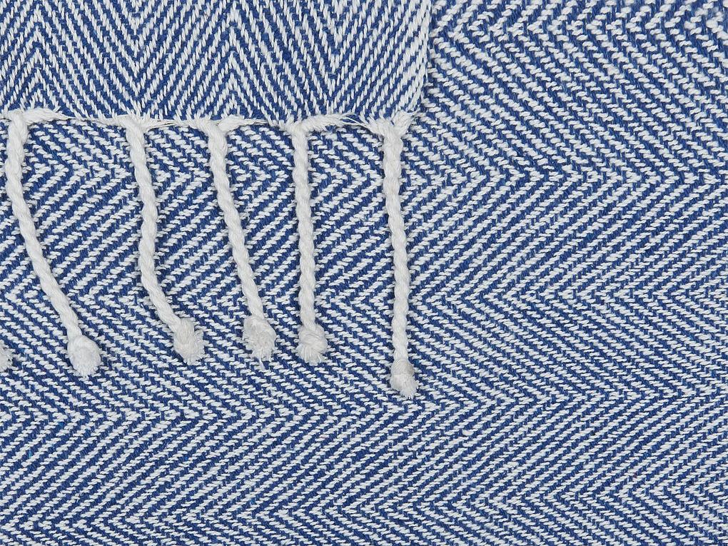 Manta decorativa em algodão azul 130 x 160 cm TILMI Beliani