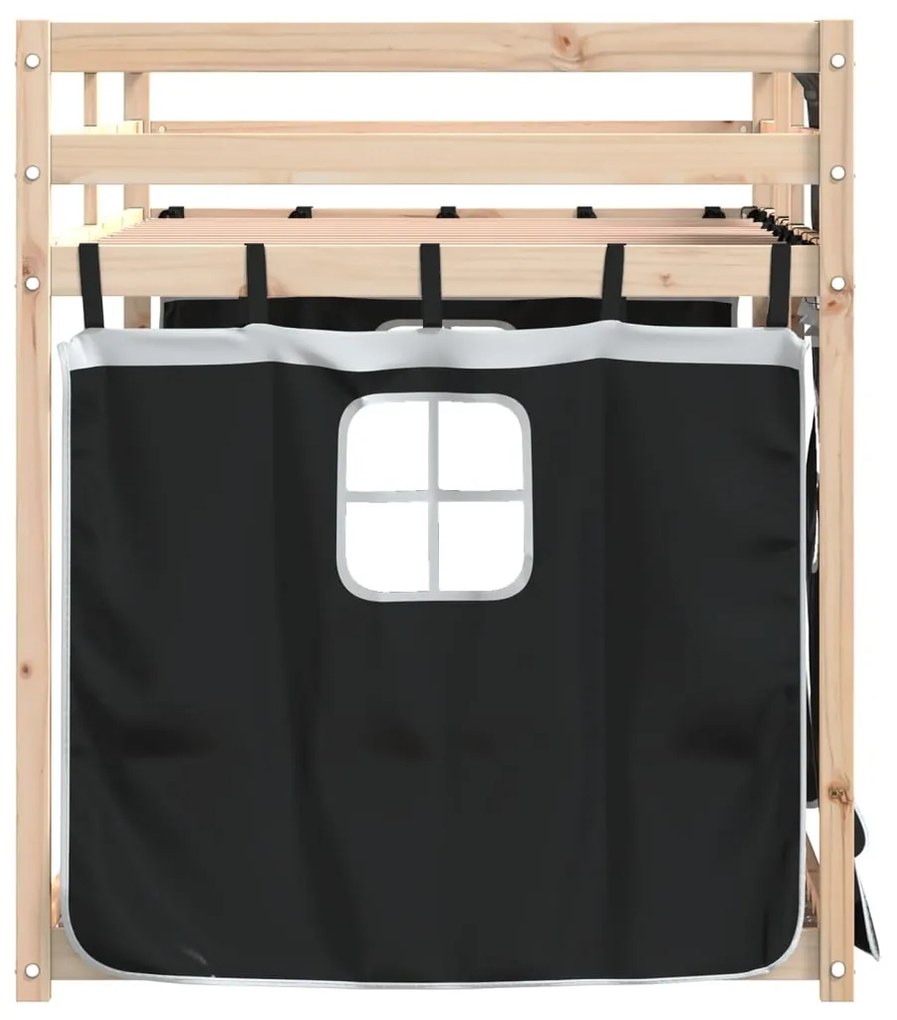 Beliche com cortinas 80x200 cm pinho maciço branco e preto