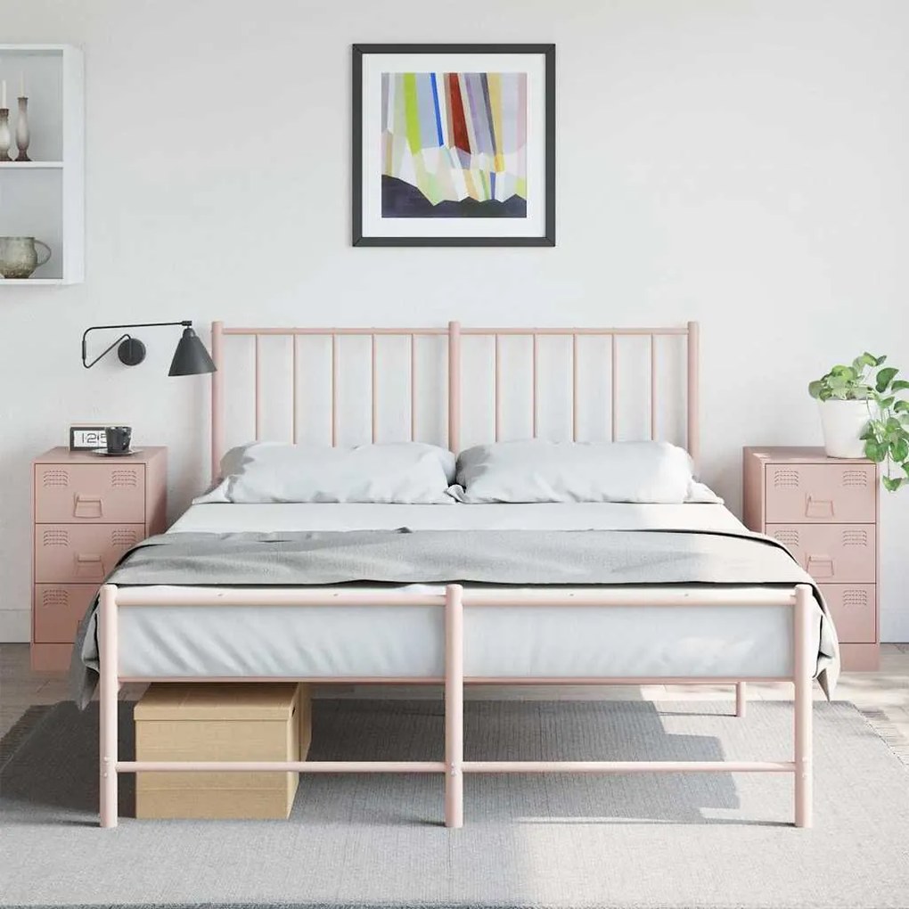 Mesas de cabeceira 2 pcs 34,5x39x62 cm aço rosa
