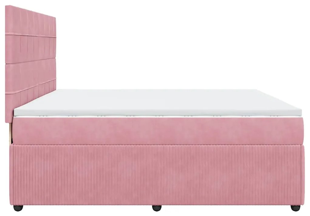 Cama com molas/colchão 200x200 cm veludo rosa