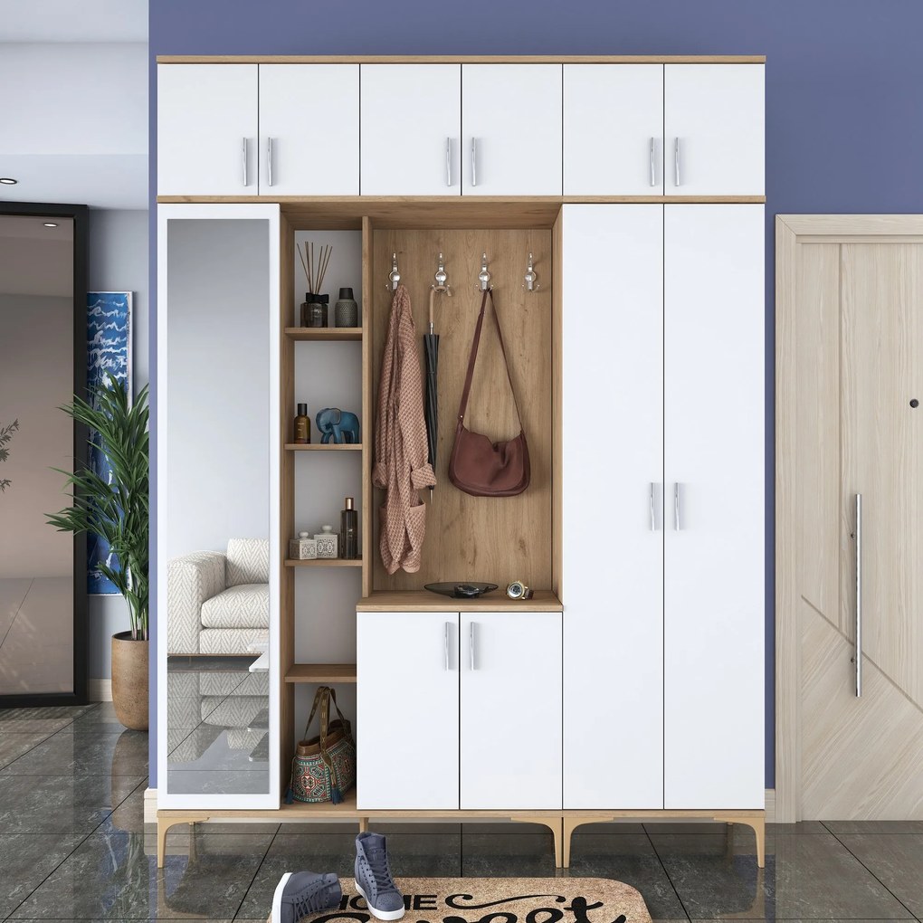 Hall Stand EA128 – Nogueira Branca – 180x240x37,5 cm