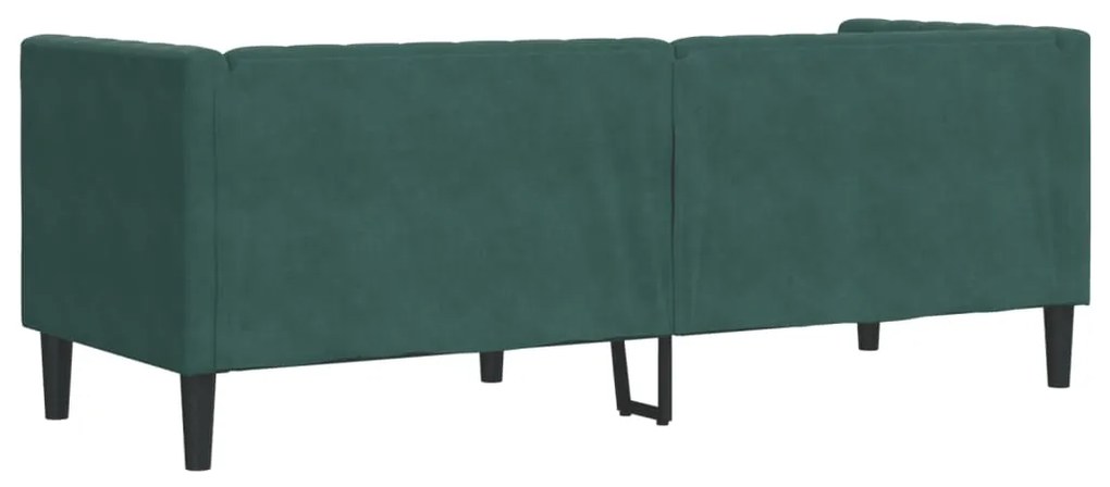 Sofá chesterfield com rolos 3 lugares veludo verde-escuro