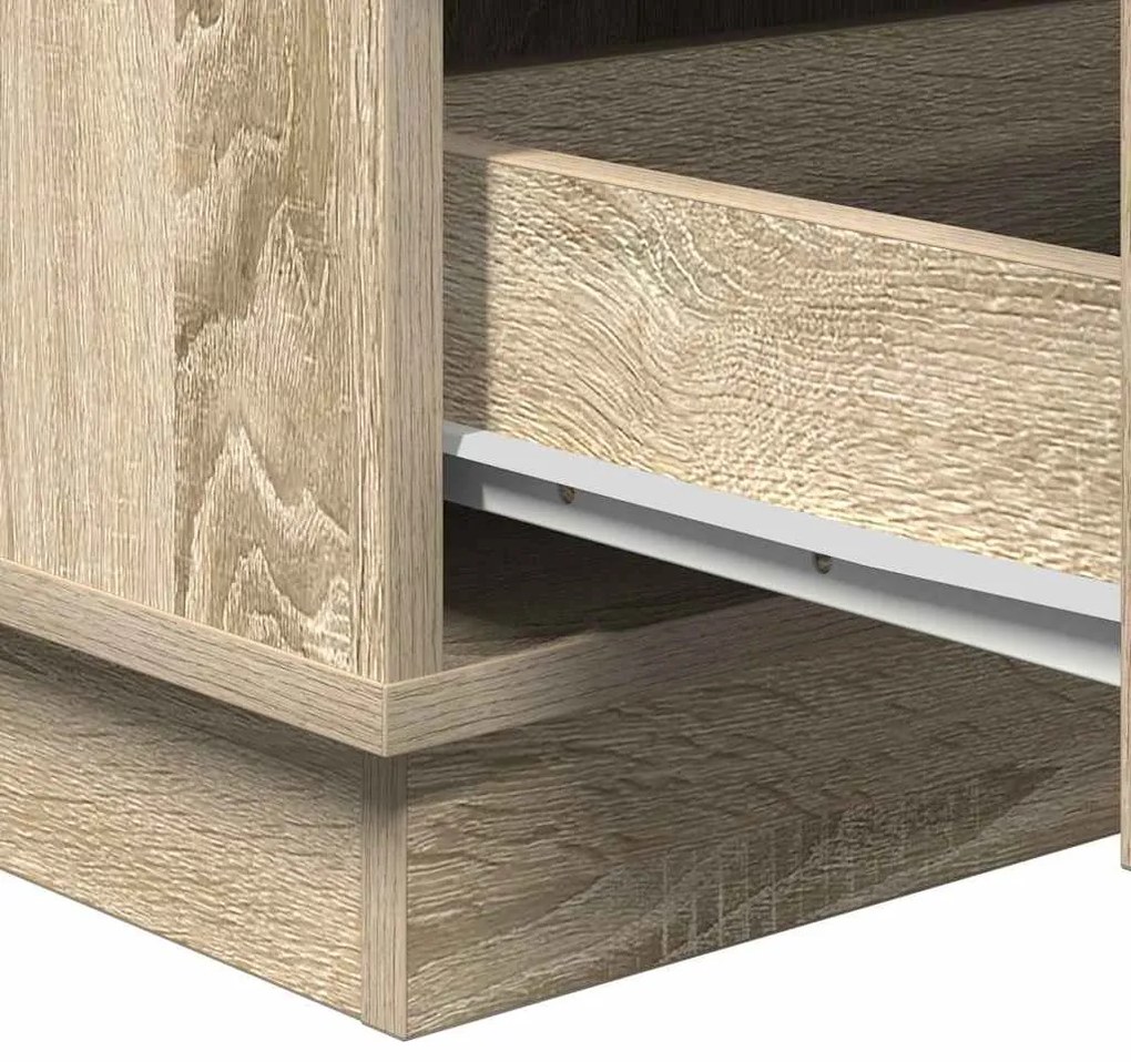 Gabinete de cabeceira com LED Carvalho Sonoma 39x34,5x65 cm Madeira En