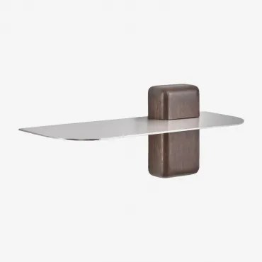 Estante De Parede Em Aço Inoxidável Serbian Madeira De Cabo Escuro & ↔︎ 45 Cm - Sklum