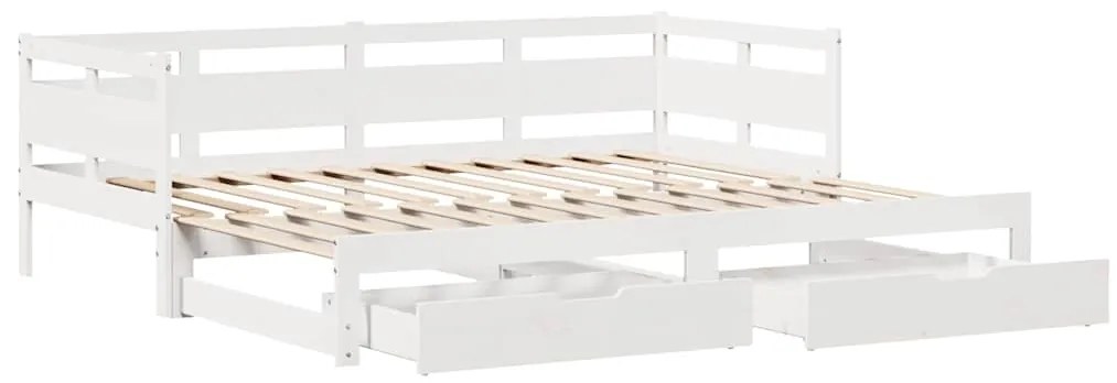 Sofá-cama com gavetão e gavetas sem colchão 90x200 cm branco