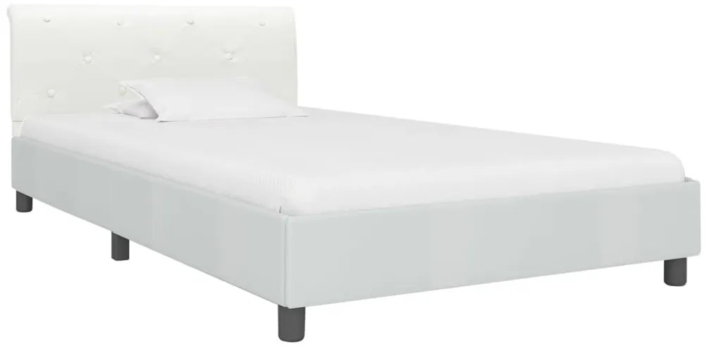 Estrutura de cama 90x200 cm couro artificial branco