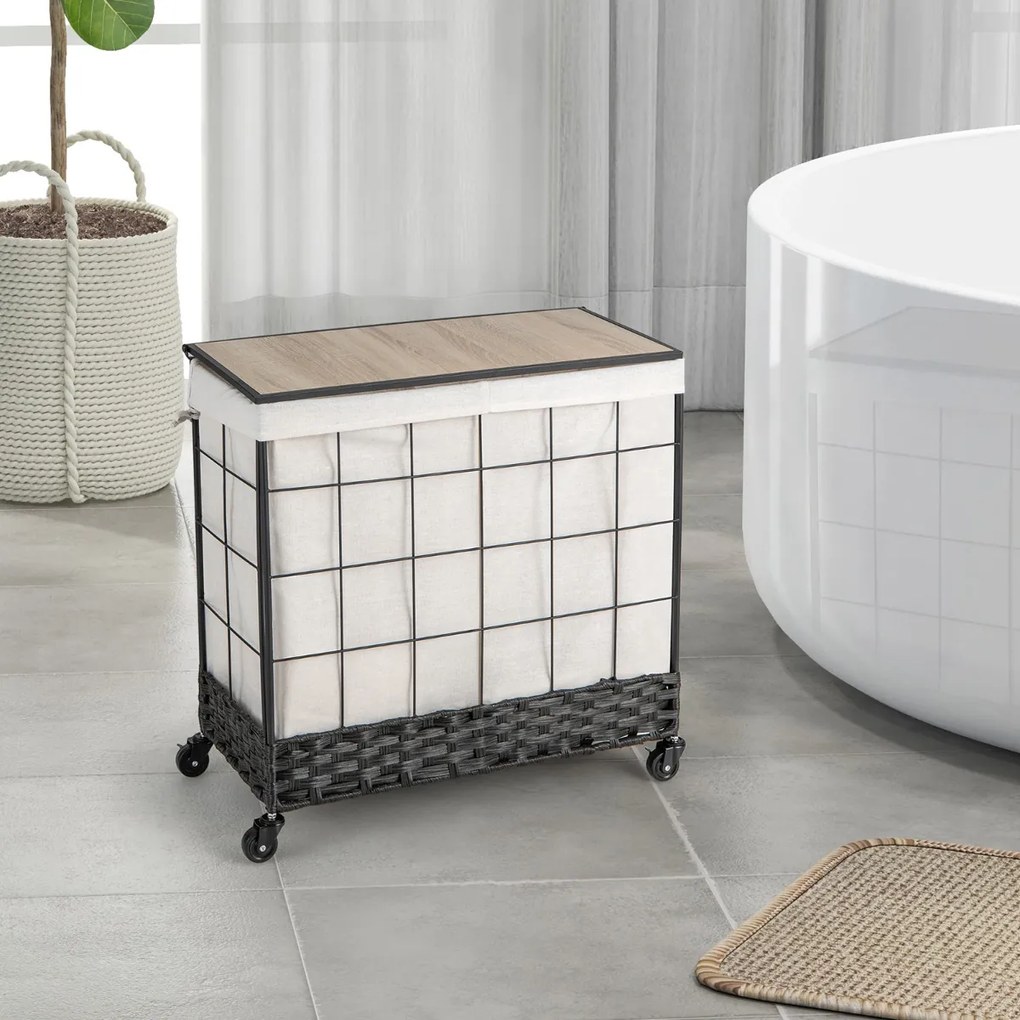 Organizador de armazenamento de cômoda de chão com 5/6/8 gavetas com compartimentos de tecido e estrutura de metal - 5 gavetas