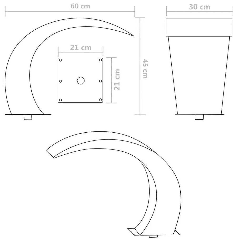 Fonte para piscina jardim aço inoxidável 45x30x60 cm
