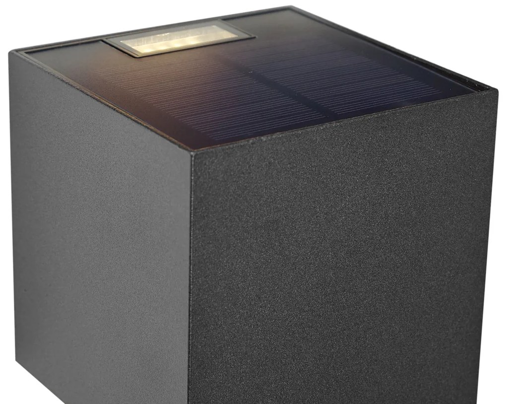 Candeeiro de Parede Exterior Preto Incl. LED 2 Luzes IP65 com Luz Regulável e Solar - Charlene