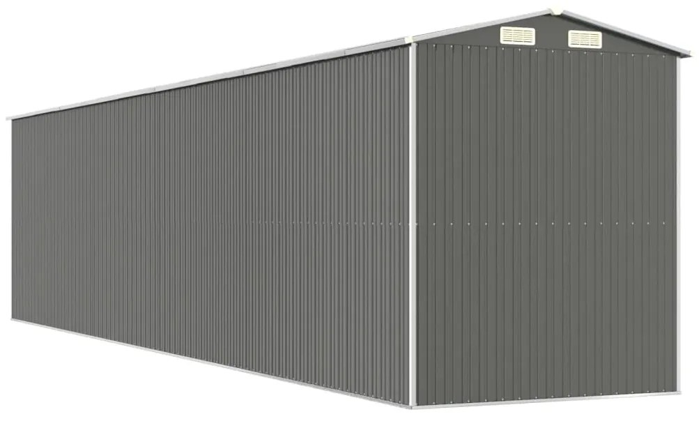 Abrigo de jardim 192x855x223 cm aço galvanizado cinzento-claro