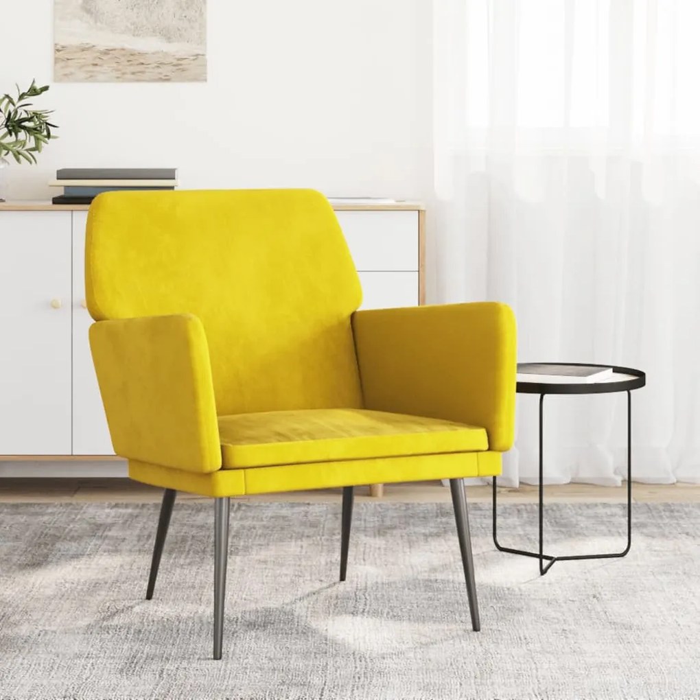 vidaXL Cadeira c/ apoio de braços 62x79x79 cm veludo amarelo